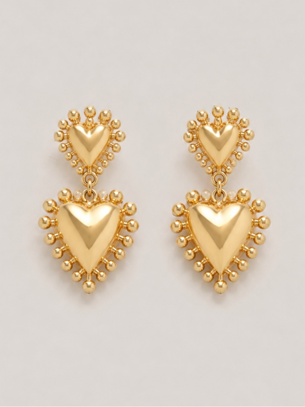 New! Gold Heart Drop Earrings NWOT